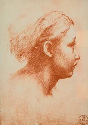 Tête de femme de profil, dessin de Raphaël. Gabinetto dei Disegni e delle Stampe, Uffizi, Florence